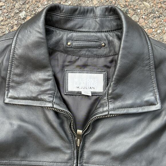 Wilsons Leather M. Julian Men’s Leather Jacket Size XL Black Zipper Front - READ - Picture 2 of 8